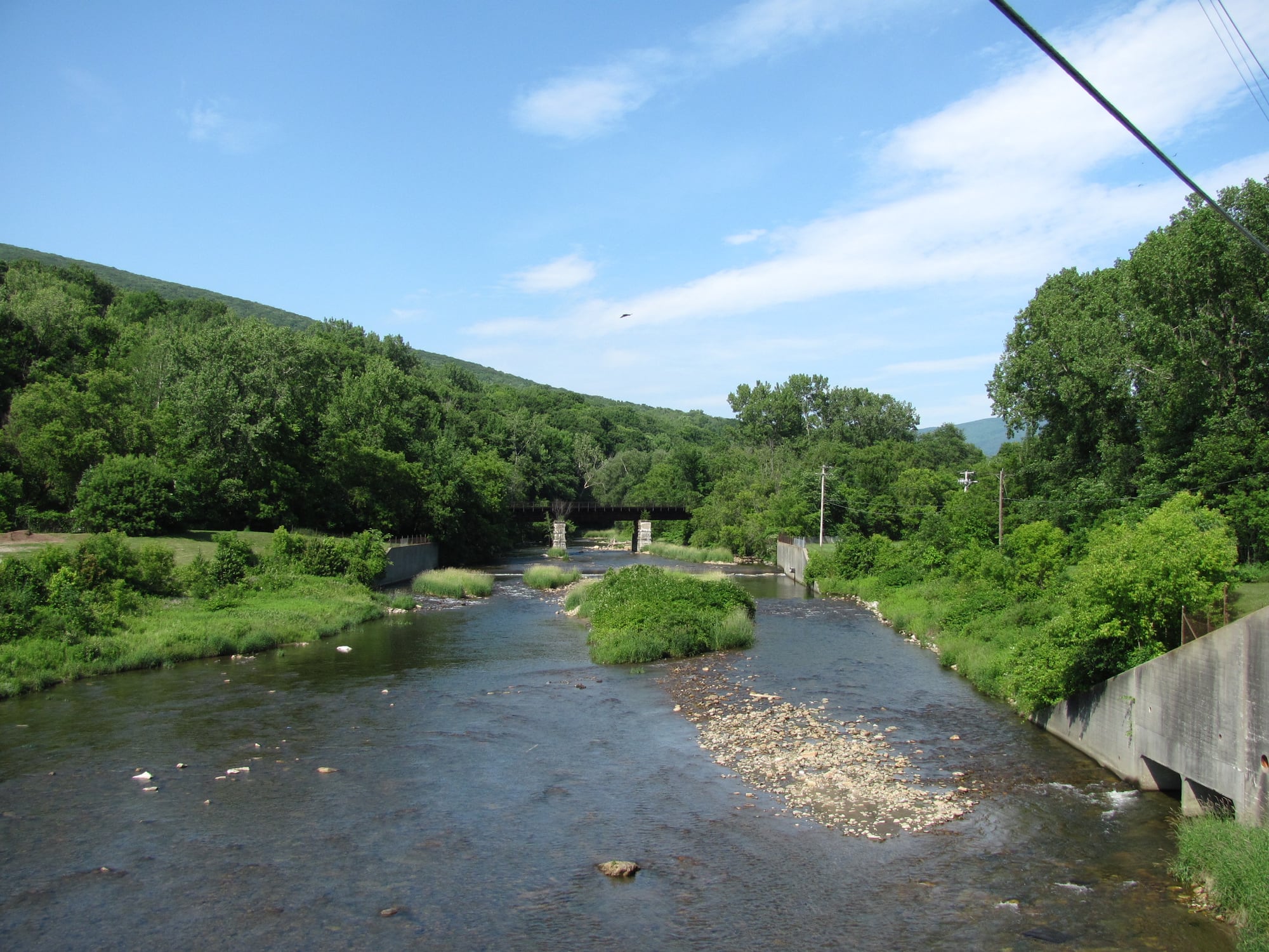The Hoosic River upstream from West Main Street in North Adams, Massachusetts.