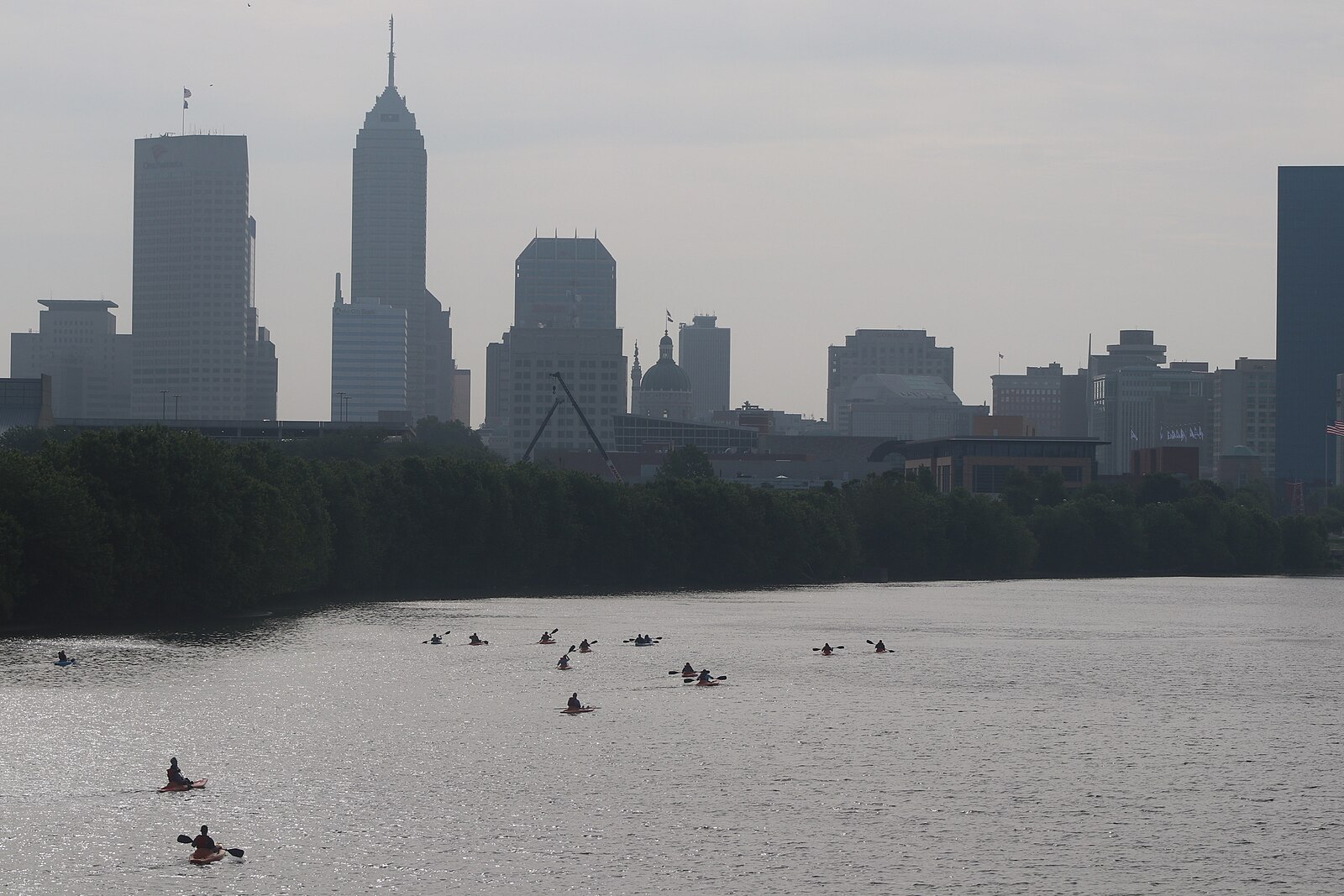 Paddlers on an Indiana river corridor.